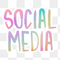 Social media png word sticker typography, transparent background