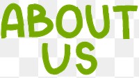 About us png word sticker typography, transparent background