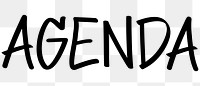 Agenda png word sticker typography, transparent background