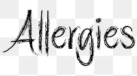 Allergies png word sticker typography, transparent background