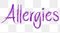 Allergies png word sticker typography, transparent background