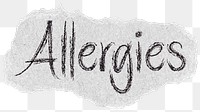 Allergies png word sticker typography, transparent background