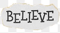 Believe png word sticker typography, transparent background