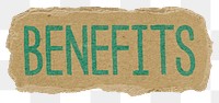 Benefits png word sticker typography, transparent background