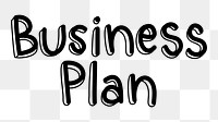 Business plan png word sticker typography, transparent background