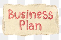 Business plan png word sticker typography, transparent background