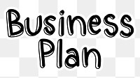 Business plan png word sticker typography, transparent background