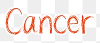 Cancer png word sticker typography, transparent background