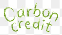 Carbon credit png word sticker typography, transparent background