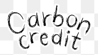 Carbon credit png word sticker typography, transparent background