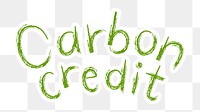 Carbon credit png word sticker typography, transparent background