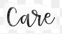 Care png word sticker typography, transparent background