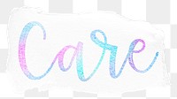 Care png word sticker typography, transparent background