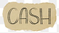 Cash png word sticker typography, transparent background