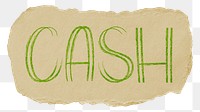 Cash png word sticker typography, transparent background