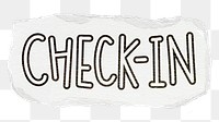 Check-in png word sticker typography, transparent background