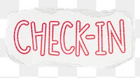 Check-in png word sticker typography, transparent background