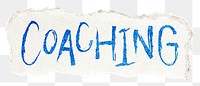 Coaching png word sticker typography, transparent background