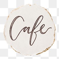 Cafe png word sticker typography, transparent background