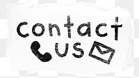 Contact us png word sticker typography, transparent background