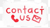 Contact us png word sticker typography, transparent background