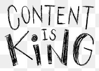 Content is king png word sticker typography, transparent background