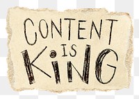 Content is king png word sticker typography, transparent background