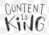 Content is king png word sticker typography, transparent background