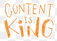 Content is king png word sticker typography, transparent background