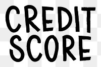 Credit score png word sticker typography, transparent background