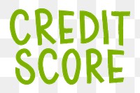 Credit score png word sticker typography, transparent background