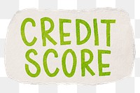 Credit score png word sticker typography, transparent background