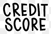 Credit score png word sticker typography, transparent background