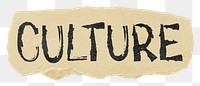 Culture png word sticker typography, transparent background