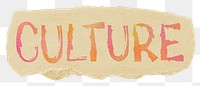 Culture png word sticker typography, transparent background