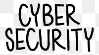 Cyber security png word sticker typography, transparent background