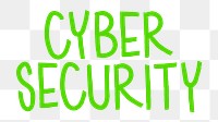 Cyber security png word sticker typography, transparent background