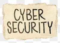 Cyber security png word sticker typography, transparent background