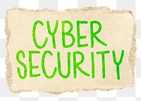 Cyber security png word sticker typography, transparent background