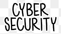 Cyber security png word sticker typography, transparent background