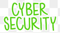 Cyber security png word sticker typography, transparent background