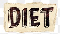 Diet png word sticker typography, transparent background