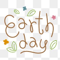 Earth day png word sticker typography, transparent background