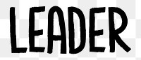 Leader png word sticker typography, transparent background