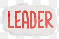 Leader png word sticker typography, transparent background