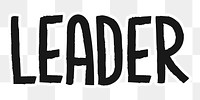 Leader png word sticker typography, transparent background