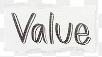 Value png word sticker typography, transparent background