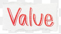 Value png word sticker typography, transparent background