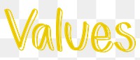 Values png word sticker typography, transparent background