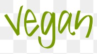 Vegan png word sticker typography, transparent background